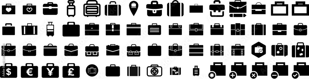 Set Of Suitcase Icons Isolated Silhouette Solid Icon With Journey, Travel, Baggage, Tourism, Suitcase, Vacation, Luggage Infographic Simple Vector Illustration Logo Set Of Suitcase Icons Isolated Silhouette Solid Icon With Journey, Travel, Baggage, Tourism, Suitcase, Vacation, Luggage Infographic Simple Vector Illustration Logo