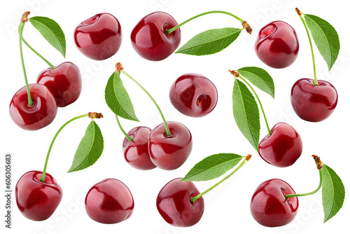 Cherry isolated on white background, full depth of field