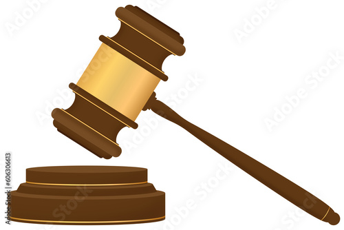 Law Justice hammer for lawyer on white transparent background, Vector stock 02
