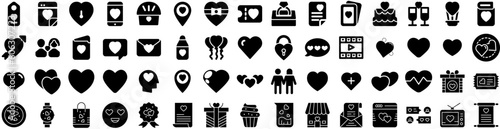Set Of Romance Icons Isolated Silhouette Solid Icon With Couple, Man, Romantic, Dating, Love, Woman, Romance Infographic Simple Vector Illustration Logo
