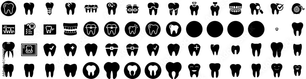 Set Of Tooth Icons Isolated Silhouette Solid Icon With Teeth, Mouth, Dental, Healthy, Dentistry, Health, White Infographic Simple Vector Illustration Logo Set Of Tooth Icons Isolated Silhouette Solid Icon With Teeth, Mouth, Dental, Healthy, Dentistry, Health, White Infographic Simple Vector Illustration Logo