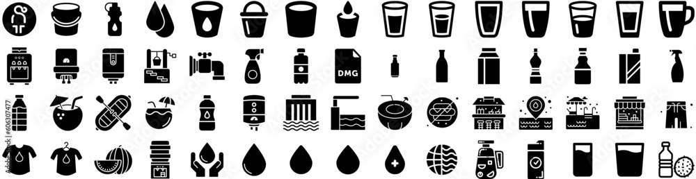 Set Of Water Icons Isolated Silhouette Solid Icon With Nature, Background, Transparent, Liquid, Water, Blue, Clean Infographic Simple Vector Illustration Logo Set Of Water Icons Isolated Silhouette Solid Icon With Nature, Background, Transparent, Liquid, Water, Blue, Clean Infographic Simple Vector Illustration Logo