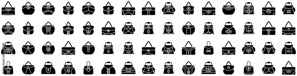 Set Of Handbag Icons Isolated Silhouette Solid Icon With Luxury, Leather, Handbag, Fashion, Bag, Stylish, Purse Infographic Simple Vector Illustration Logo Set Of Handbag Icons Isolated Silhouette Solid Icon With Luxury, Leather, Handbag, Fashion, Bag, Stylish, Purse Infographic Simple Vector Illustration Logo