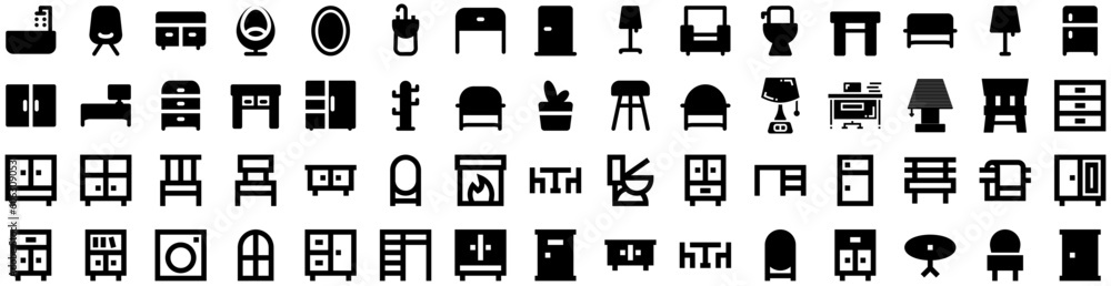 Set Of Furniture Icons Isolated Silhouette Solid Icon With Design, Room, Furniture, Interior, Home, Table, Living Infographic Simple Vector Illustration Logo Set Of Furniture Icons Isolated Silhouette Solid Icon With Design, Room, Furniture, Interior, Home, Table, Living Infographic Simple Vector Illustration Logo