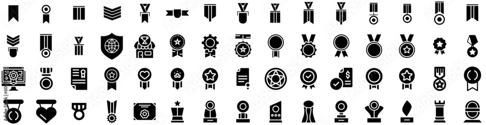 Set Of Medal Icons Isolated Silhouette Solid Icon With Illustration, Medal, Winner, Victory, Award, Achievement, Champion Infographic Simple Vector Illustration Logo Set Of Medal Icons Isolated Silhouette Solid Icon With Illustration, Medal, Winner, Victory, Award, Achievement, Champion Infographic Simple Vector Illustration Logo