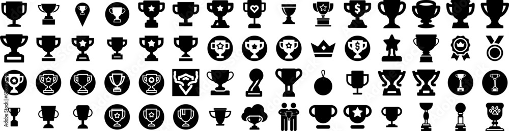 Set Of Trophy Icons Isolated Silhouette Solid Icon With Vector, Champion, Winner, Prize, Trophy, Success, Award Infographic Simple Vector Illustration Logo Set Of Trophy Icons Isolated Silhouette Solid Icon With Vector, Champion, Winner, Prize, Trophy, Success, Award Infographic Simple Vector Illustration Logo