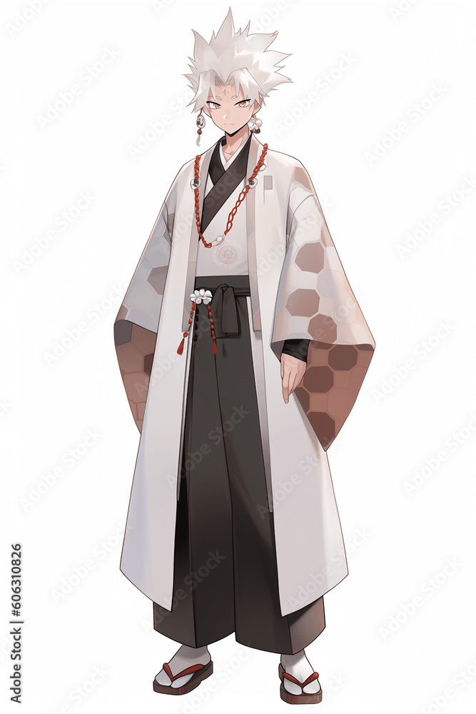 和服(着物)の男性キャラクターの全身イラスト(AI generated image) 和服(着物)の男性キャラクターの全身イラスト(AI generated image)