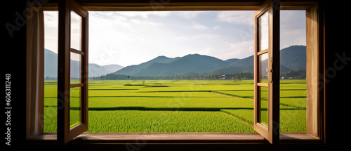 Nature landscape seen from the window