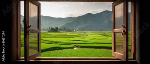 Nature landscape seen from the window