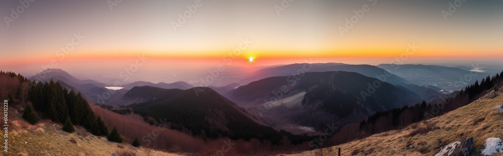 Sunrise view from the top of mountain
