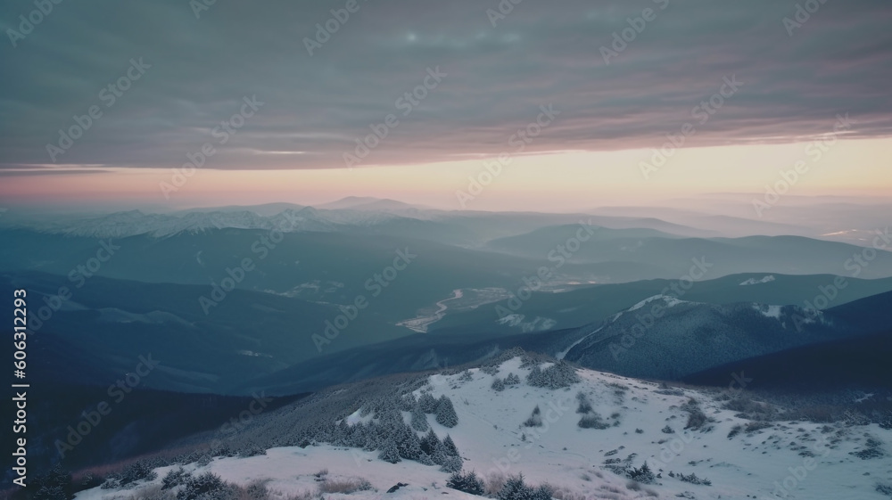 Sunrise view from the top of mountain