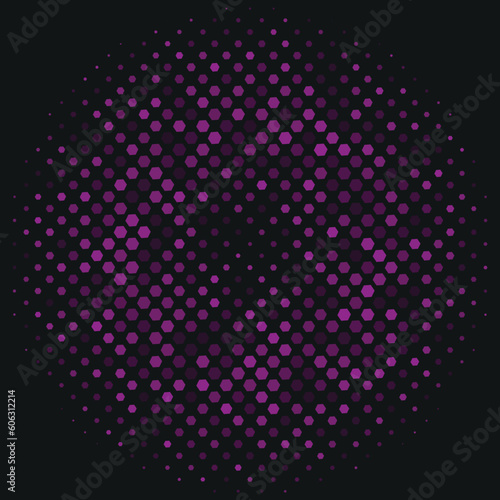Dark Multicolor  Violet vector modern geometrical hexagon abstract background. Dotted texture template. Geometric pattern in halftone style with gradient.