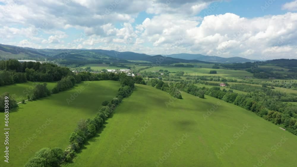 Jarnotłówek - Góry, zielony krajobraz z niebieskim niebem Jarnotłówek - Góry, zielony krajobraz z niebieskim niebem