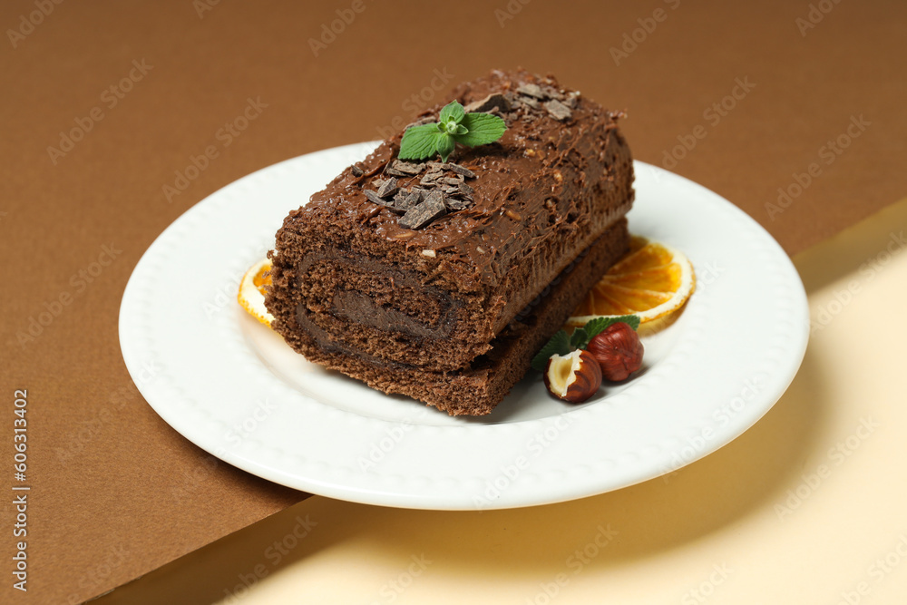 Concept of delicious sweet food - cake roll Concept of delicious sweet food - cake roll