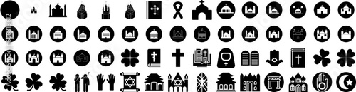 Set Of Faith Icons Isolated Silhouette Solid Icon With Prayer, Faith, Concept, Love, Hope, God, Religion Infographic Simple Vector Illustration Logo