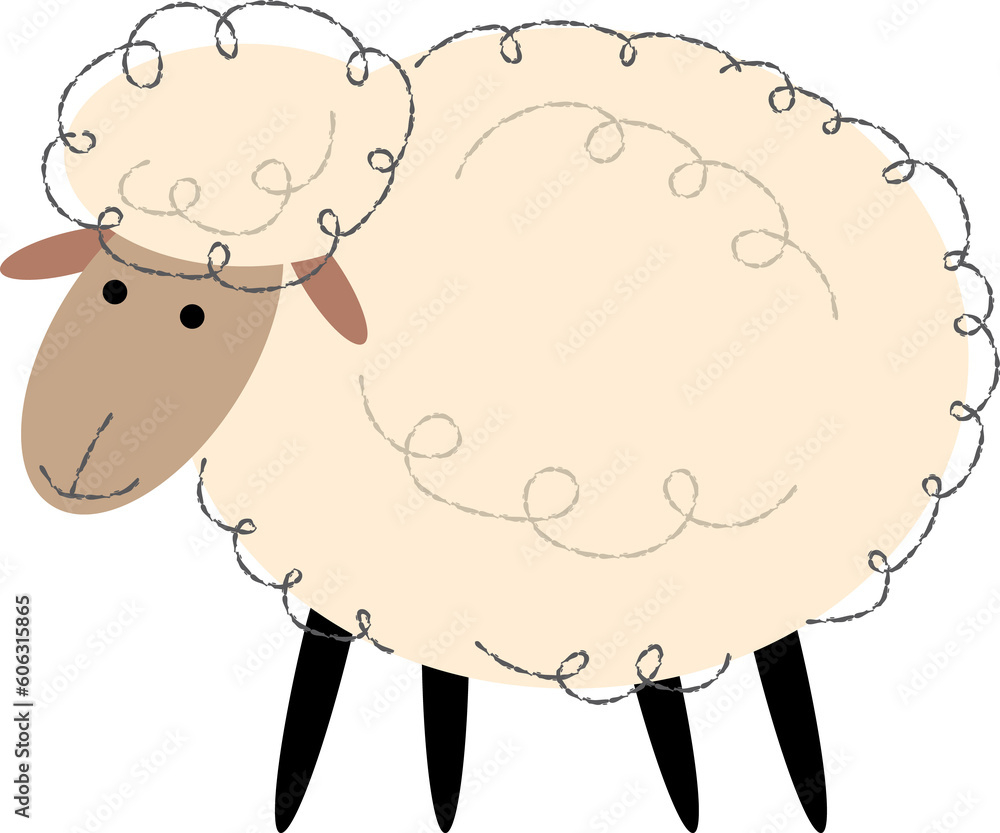 Obraz premium Sheep . Cute animals cartoon characters . Flat shape and line stroke design .