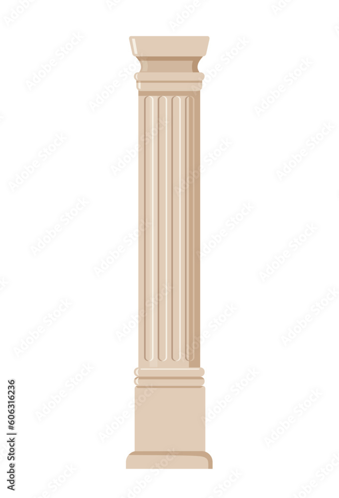 Ancient column concept. History, paleontology and archeology. Marble pillar from old Greece or Rome. Poster or banner for website. Cartoon flat vector illustration isolated on white background Ancient column concept. History, paleontology and archeology. Marble pillar from old Greece or Rome. Poster or banner for website. Cartoon flat vector illustration isolated on white background