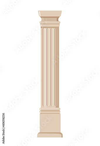 Ancient column concept. History, paleontology and archeology. Marble pillar from old Greece or Rome. Poster or banner for website. Cartoon flat vector illustration isolated on white background