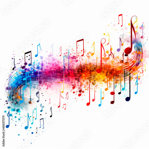 Colorful Music notes. Generative ai