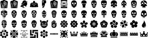 Set Of Tattoo Icons Isolated Silhouette Solid Icon With Art, Isolated, Design, Retro, Vintage, Vector, Tattoo Infographic Simple Vector Illustration Logo