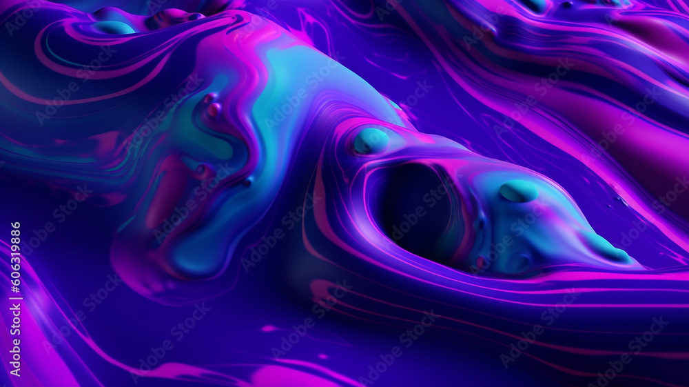 Violet neon glow liquid created using generative AI tools
