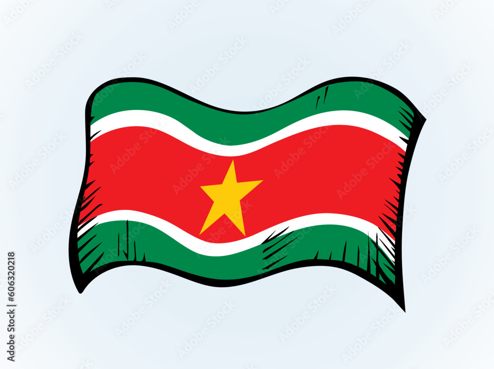 Flag of Suriname. Vector drawing sign Flag of Suriname. Vector drawing sign