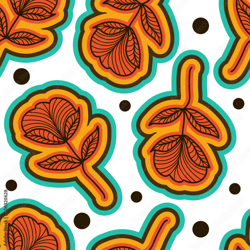 Seamless Floral Pattern in Retro 90s Style. Cute Botanical Contemporary Pattern. Trendy and Groovy Graphics for Fashion, Wallpaper, Wrapping Paper, Background, Print, Fabric, Textile and Apparel Seamless Floral Pattern in Retro 90s Style. Cute Botanical Contemporary Pattern. Trendy and Groovy Graphics for Fashion, Wallpaper, Wrapping Paper, Background, Print, Fabric, Textile and Apparel