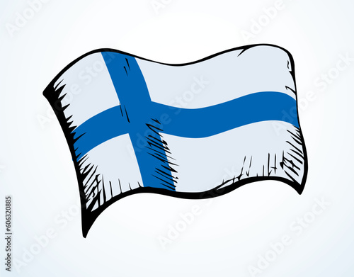 Flag of Finland. Vector drawing sign