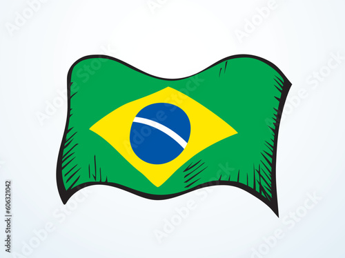Flag of Brazil. Vector drawing icon