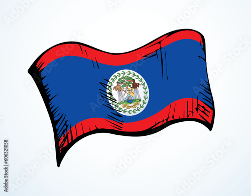 Flag of Belize. Vector drawing sign