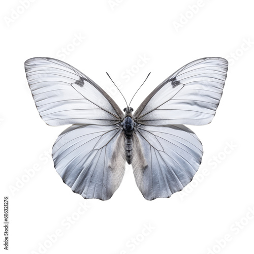 Grey beautiful butterfly on a transparent background. Generative AI