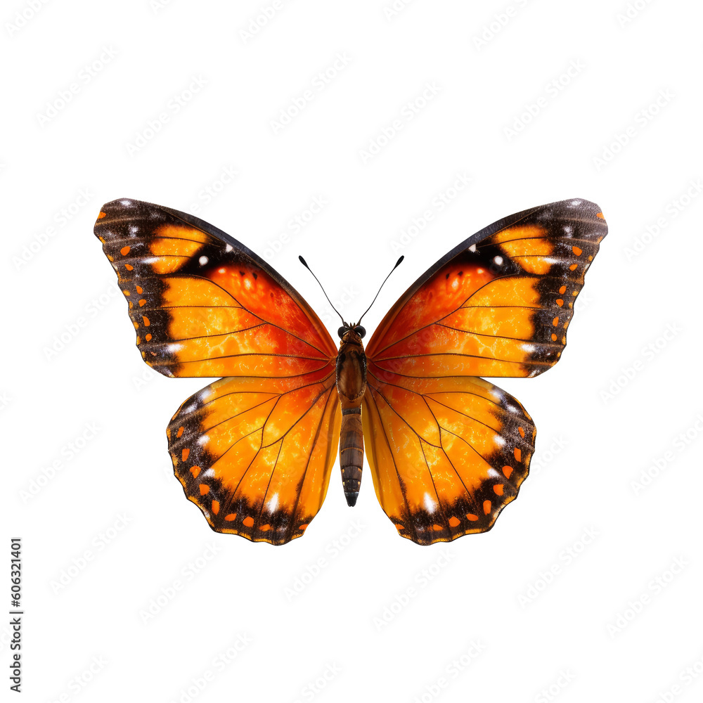 Orange beautiful butterfly on a transparent background. Generative AI Orange beautiful butterfly on a transparent background. Generative AI