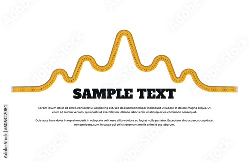 A wavy figure in the form of mountains or a cardiogram made from a measuring tape