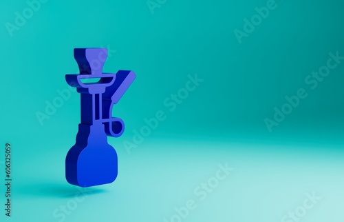 Blue Hookah icon isolated on blue background. Minimalism concept. 3D render illustration
