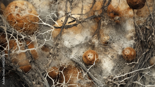 The intricate web of fungal networks background. generative AI