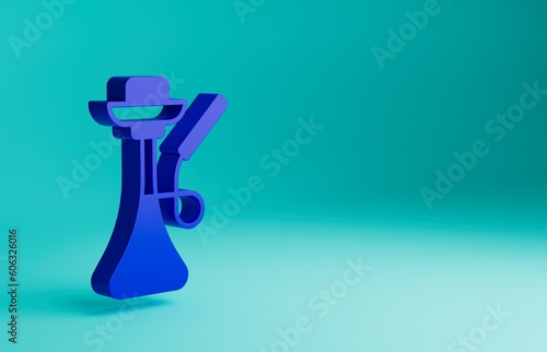 Blue Hookah icon isolated on blue background. Minimalism concept. 3D render illustration