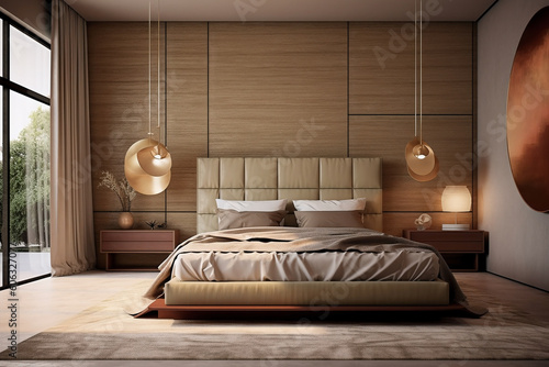 bedroom in hotel interior design 3d render generative ai