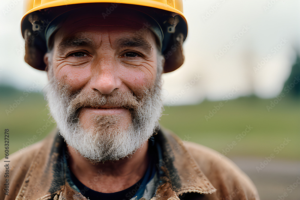 Image of a middle-aged or senior dirty coal miner. (AI-generated fictional illustration) Image of a middle-aged or senior dirty coal miner. (AI-generated fictional illustration)