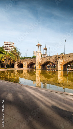 Bridge acroos the Turia park in Valencia, Spain photo