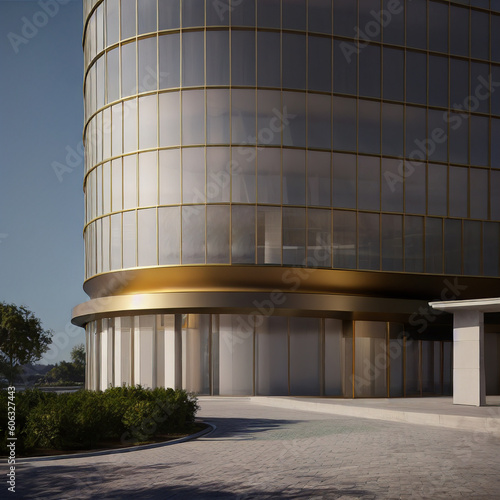 3d render of modern office building with sky generative ai