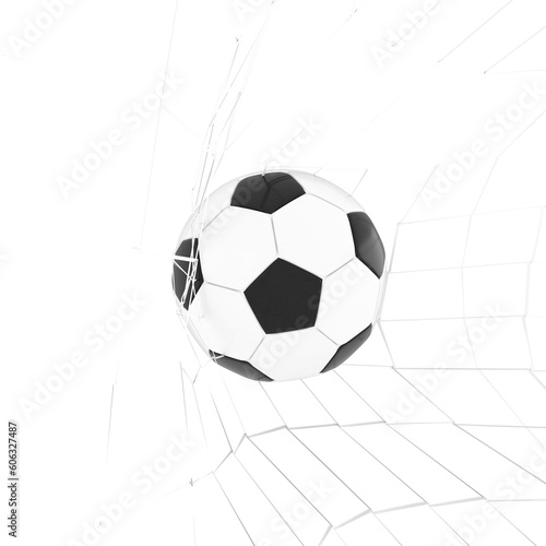 3D Rendering Soccer Ball Going Into Net Goal Front View Isolated On Transparent Background  PNG File Add
