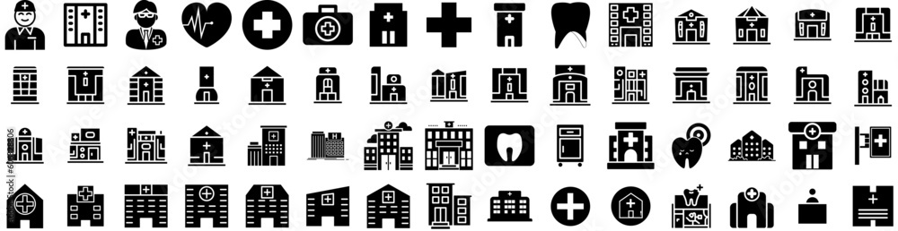 Set Of Clinic Icons Isolated Silhouette Solid Icon With Doctor, Clinic, Patient, Hospital, Health, Medical, Medicine Infographic Simple Vector Illustration Logo Set Of Clinic Icons Isolated Silhouette Solid Icon With Doctor, Clinic, Patient, Hospital, Health, Medical, Medicine Infographic Simple Vector Illustration Logo