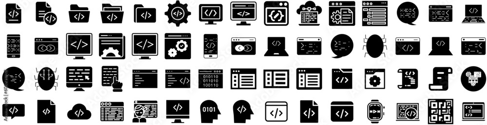 Set Of Coding Icons Isolated Silhouette Solid Icon With Scan, Technology, Code, Vector, Digital, Mobile, Information Infographic Simple Vector Illustration Logo Set Of Coding Icons Isolated Silhouette Solid Icon With Scan, Technology, Code, Vector, Digital, Mobile, Information Infographic Simple Vector Illustration Logo