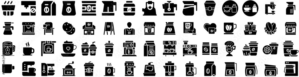 Set Of Coffee Icons Isolated Silhouette Solid Icon With Background, Espresso, Beverage, Cafe, Black, Drink, Coffee Infographic Simple Vector Illustration Logo Set Of Coffee Icons Isolated Silhouette Solid Icon With Background, Espresso, Beverage, Cafe, Black, Drink, Coffee Infographic Simple Vector Illustration Logo