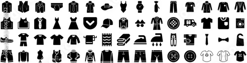 Set Of Clothing Icons Isolated Silhouette Solid Icon With Style, Fashion, Background, Fabric, Cloth, Clothing, Clothes Infographic Simple Vector Illustration Logo