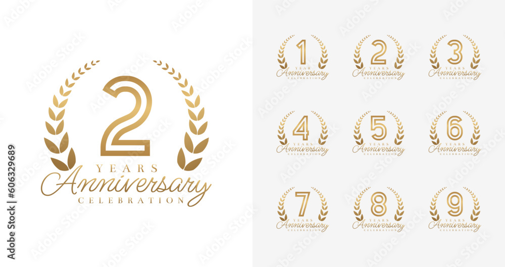 Shiny anniversary logo collections. Number for birthday event or invitation card with Luxury concept - obrazy, fototapety, plakaty 
