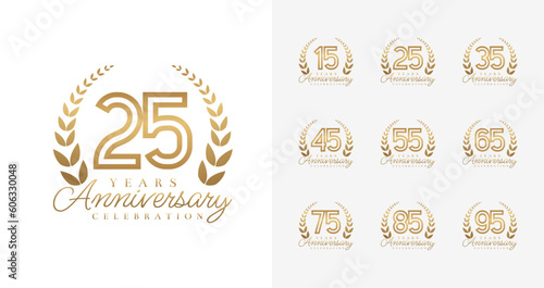 Shiny anniversary logo collections. Number for birthday event or invitation card with Luxury concept