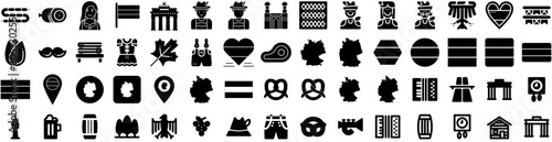 Set Of Germany Icons Isolated Silhouette Solid Icon With Europe, National, German, Symbol, Germany, Travel, Country Infographic Simple Vector Illustration Logo