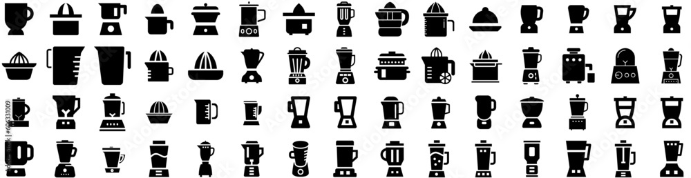 Set Of Juicer Icons Isolated Silhouette Solid Icon With Drink, Kitchen, Juice, Fresh, Healthy, Juicer, Organic Infographic Simple Vector Illustration Logo Set Of Juicer Icons Isolated Silhouette Solid Icon With Drink, Kitchen, Juice, Fresh, Healthy, Juicer, Organic Infographic Simple Vector Illustration Logo