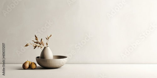 Elegant ceramic vase with dried herbs on a white background